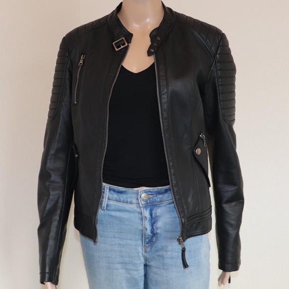 Back leather jacket!! Size L - Picture 4 of 8